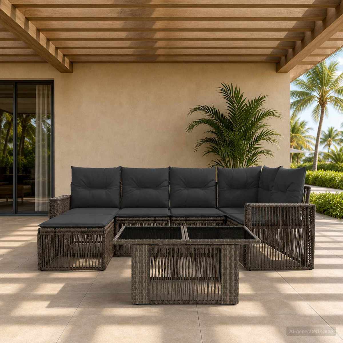 Havesofa Sæt 7 stk. polyrattan