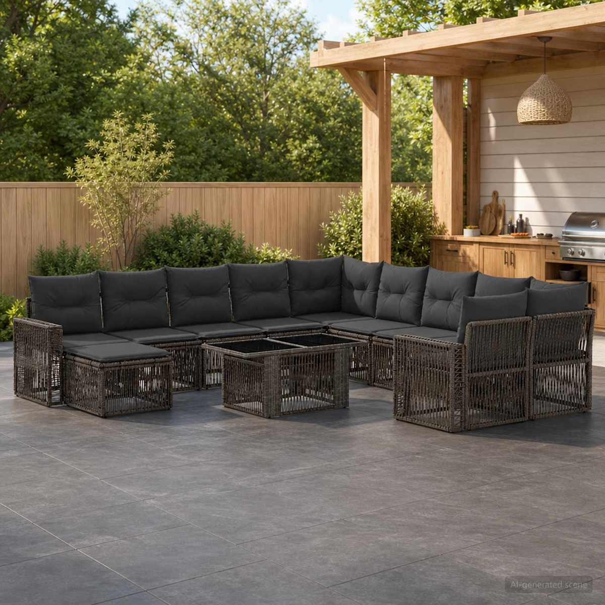 Havesofa Sæt 12 stk. polyrattan