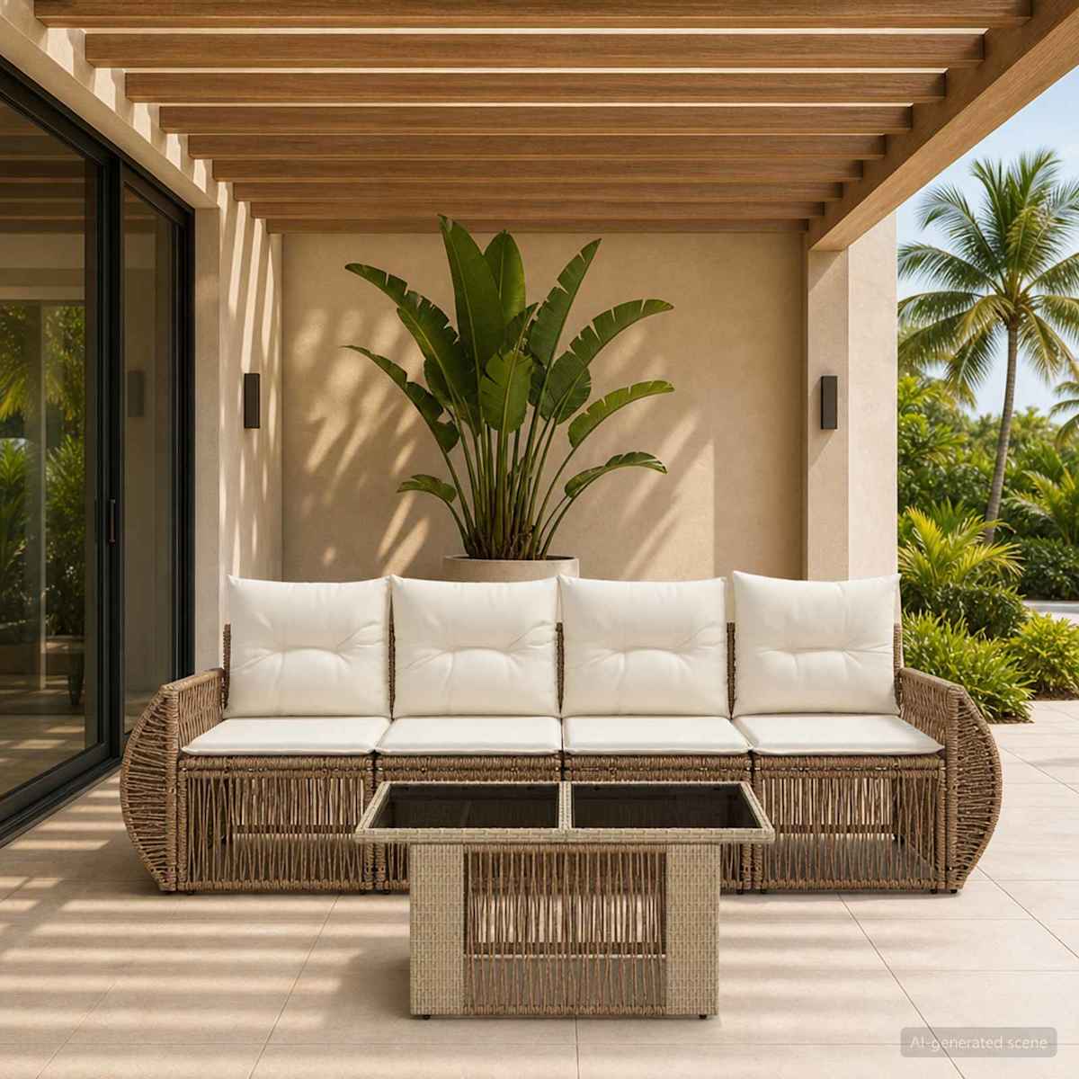 Havesofa Sæt 5 stk. polyrattan