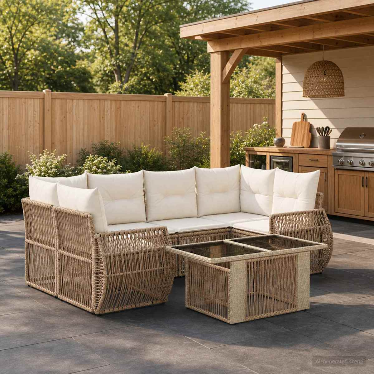 Havesofa Sæt 7 stk. polyrattan