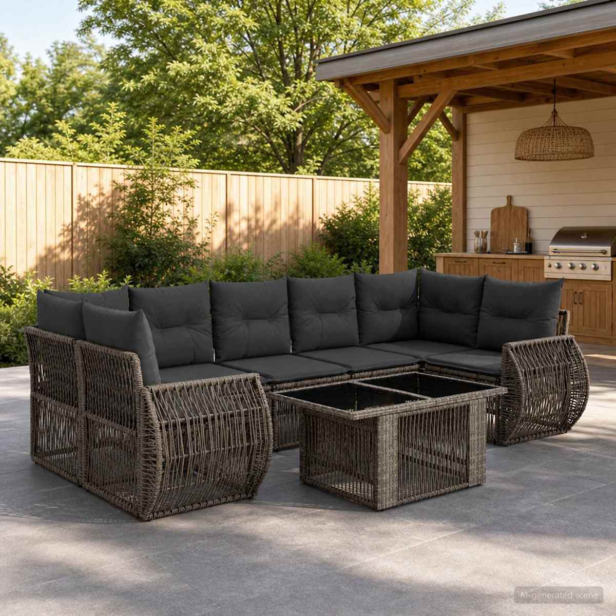 Havesofa Sæt 8 stk. polyrattan