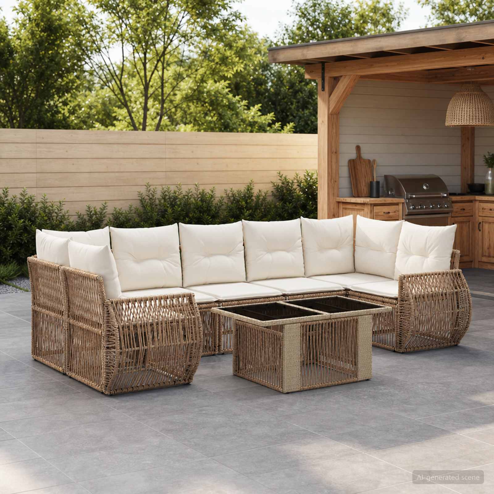 vidaXL Gartensofa-set 8 stk. Beige und Cremeweiß Poly-Rattan