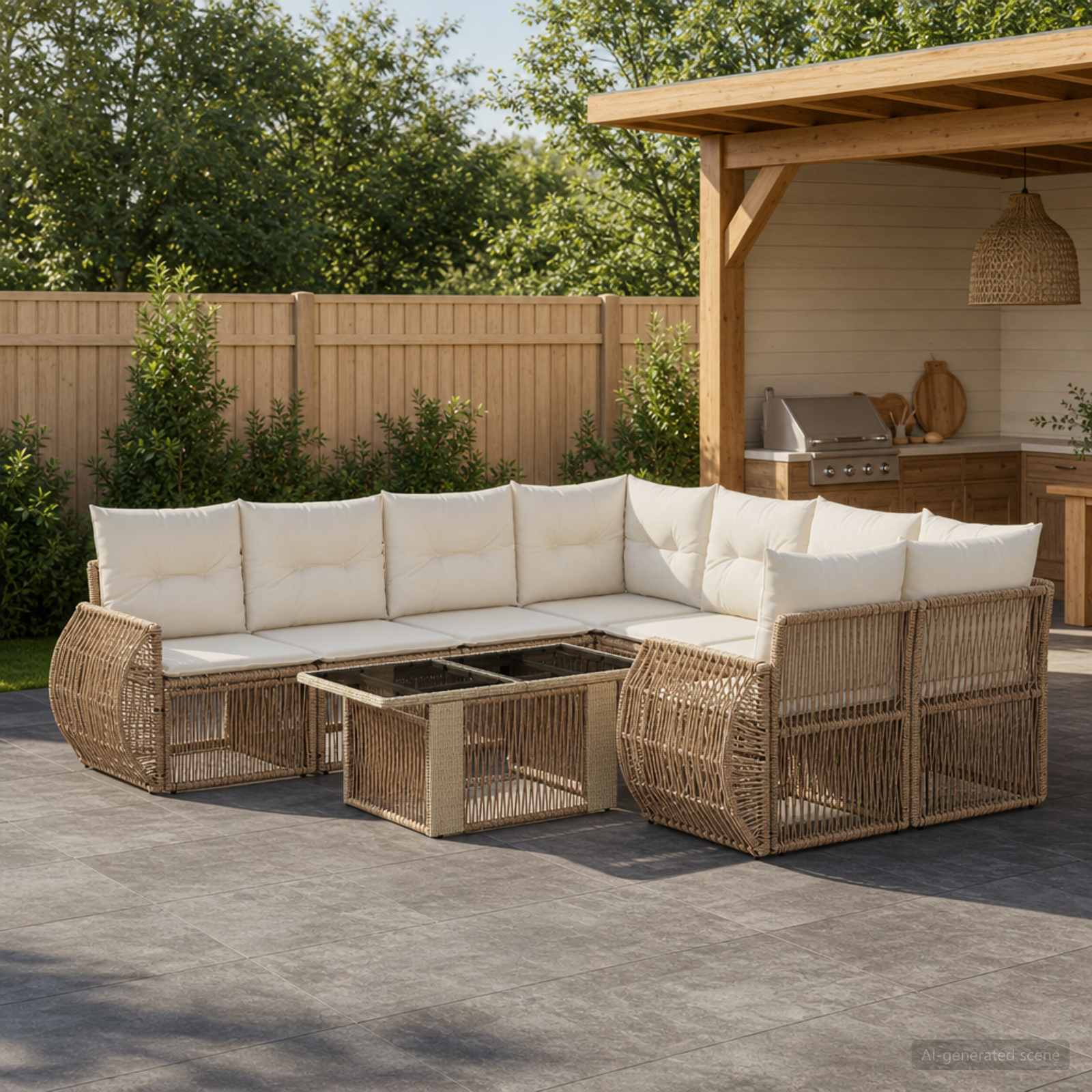 vidaXL Gartensofa-set 9 stk. Beige und Cremeweiß Poly-Rattan