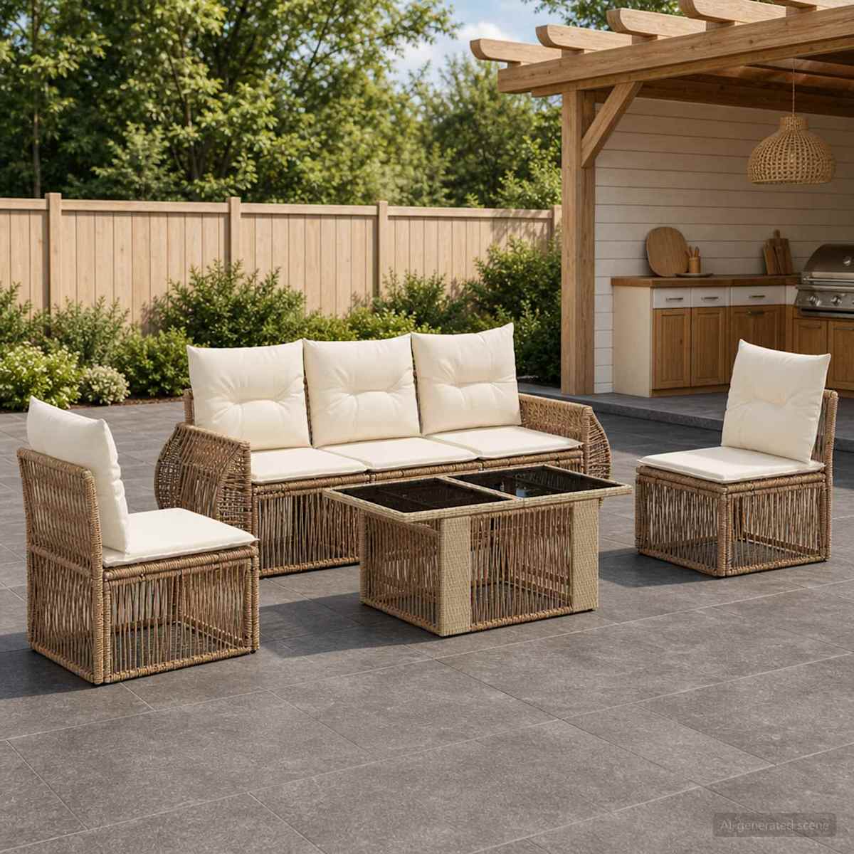 Havesofa Sæt 6 stk. polyrattan
