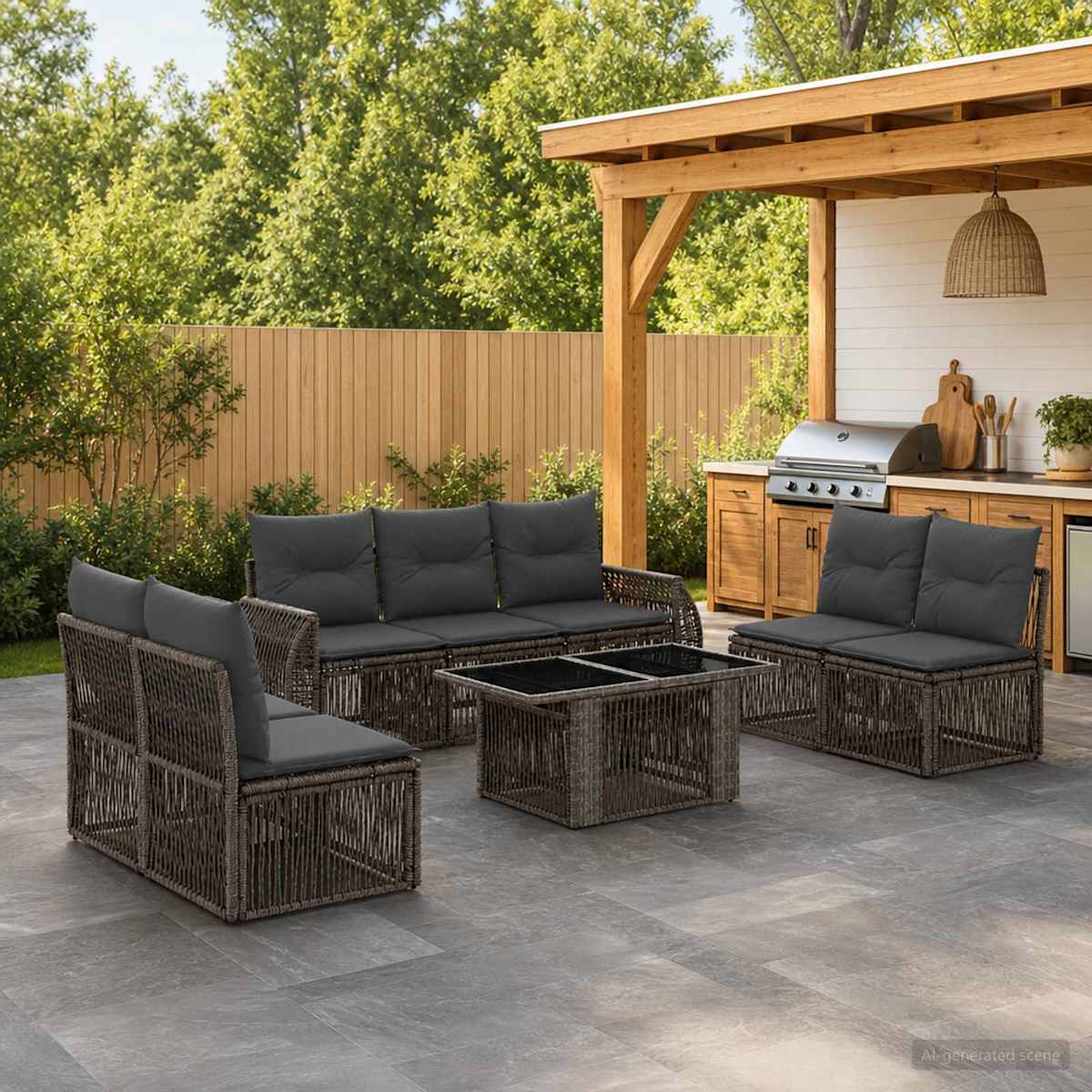 Havesofa Sæt 8 stk. polyrattan