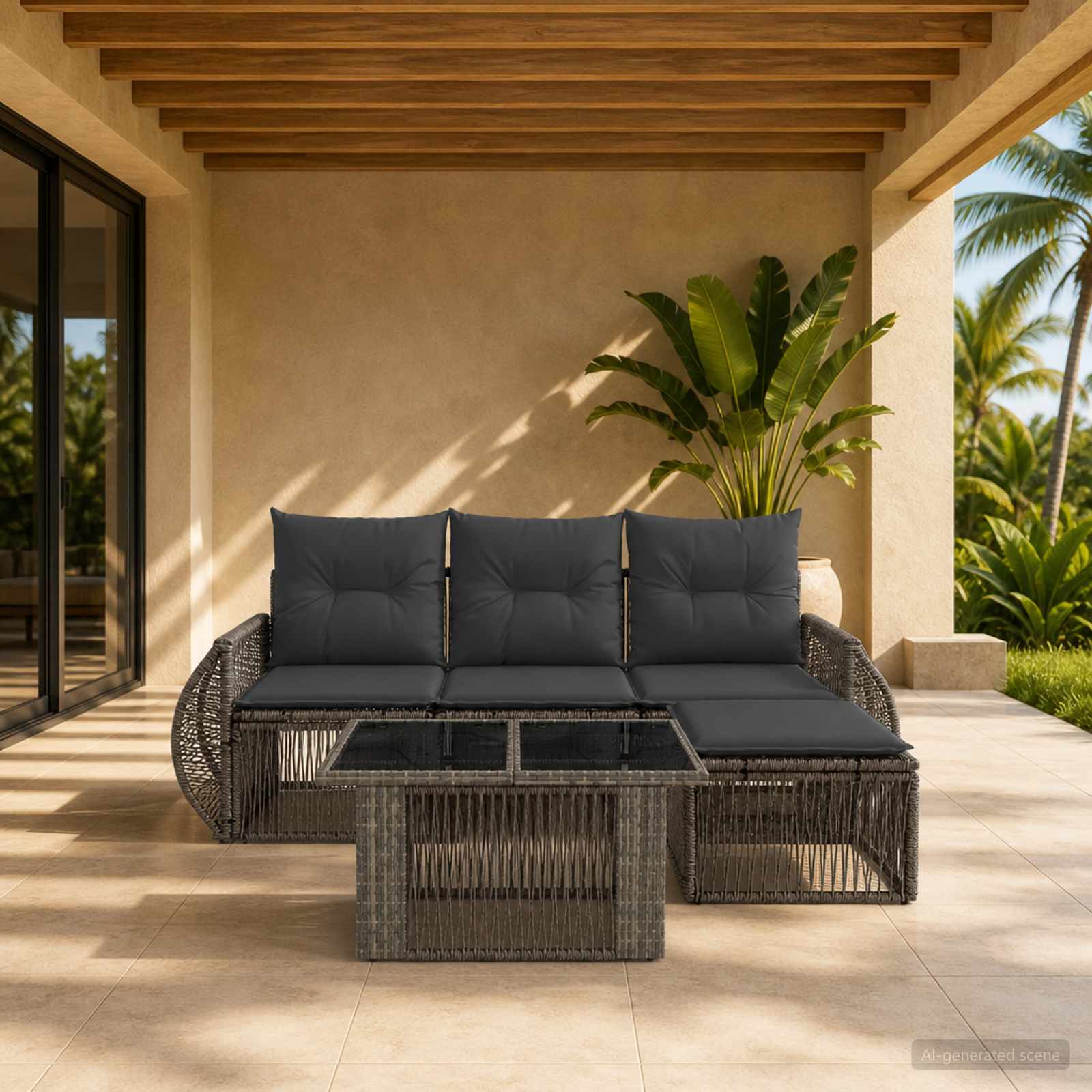 vidaXL Gartensofa-set 5 stk. Grau und Dunkelgrau Poly-Rattan