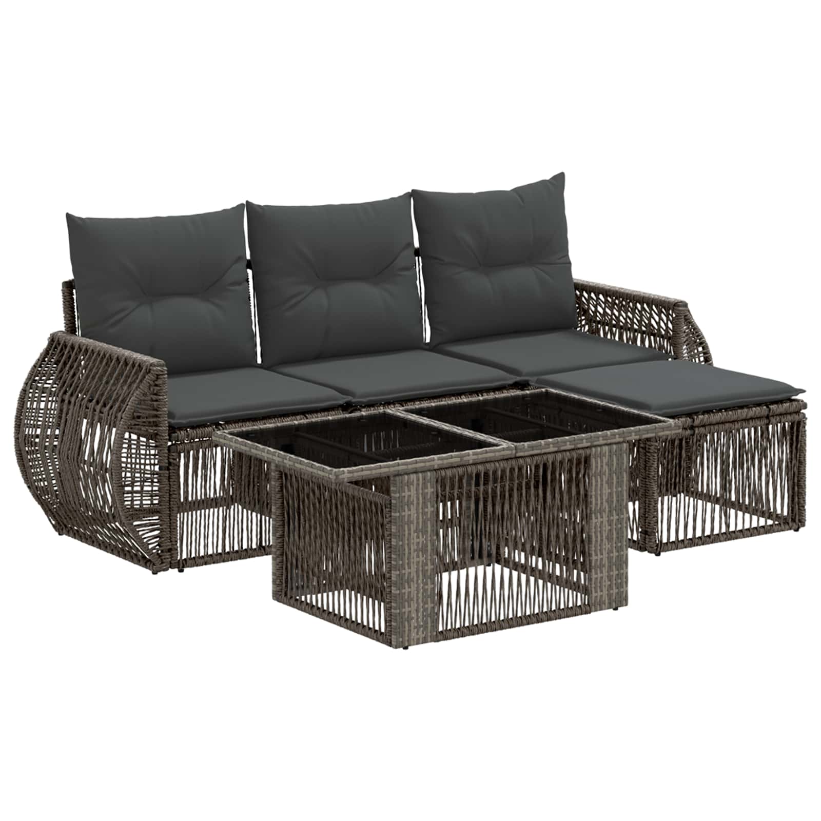 vidaXL Gartensofa-set 5 stk. Grau und Dunkelgrau Poly-Rattan – Bild 2