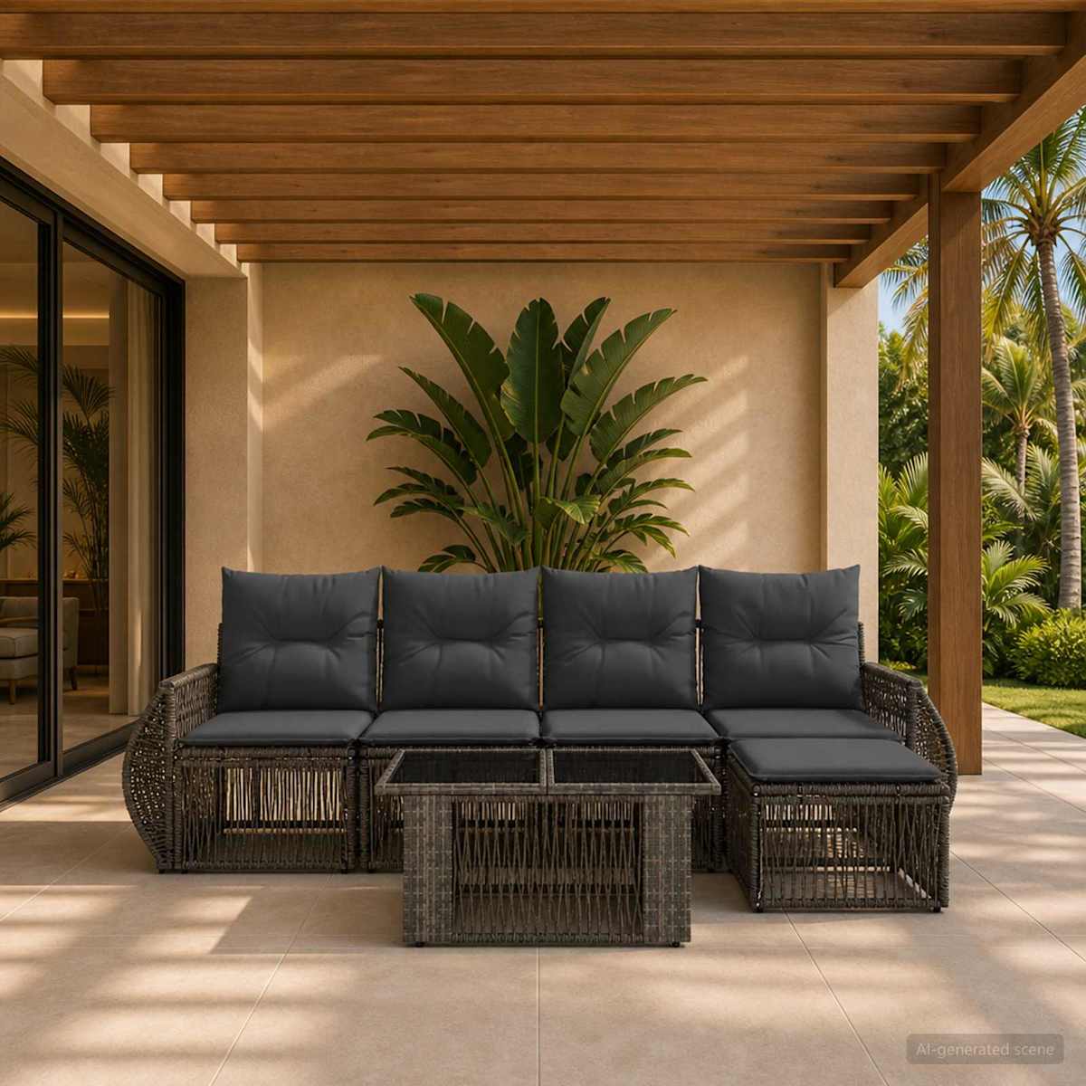 Havesofa Sæt 6 stk. polyrattan