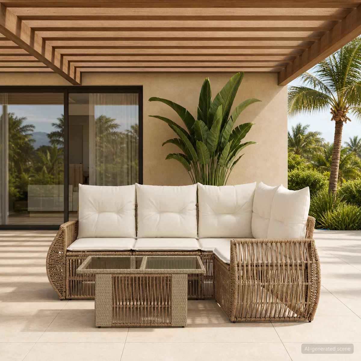 Havesofa Sæt 5 stk. polyrattan