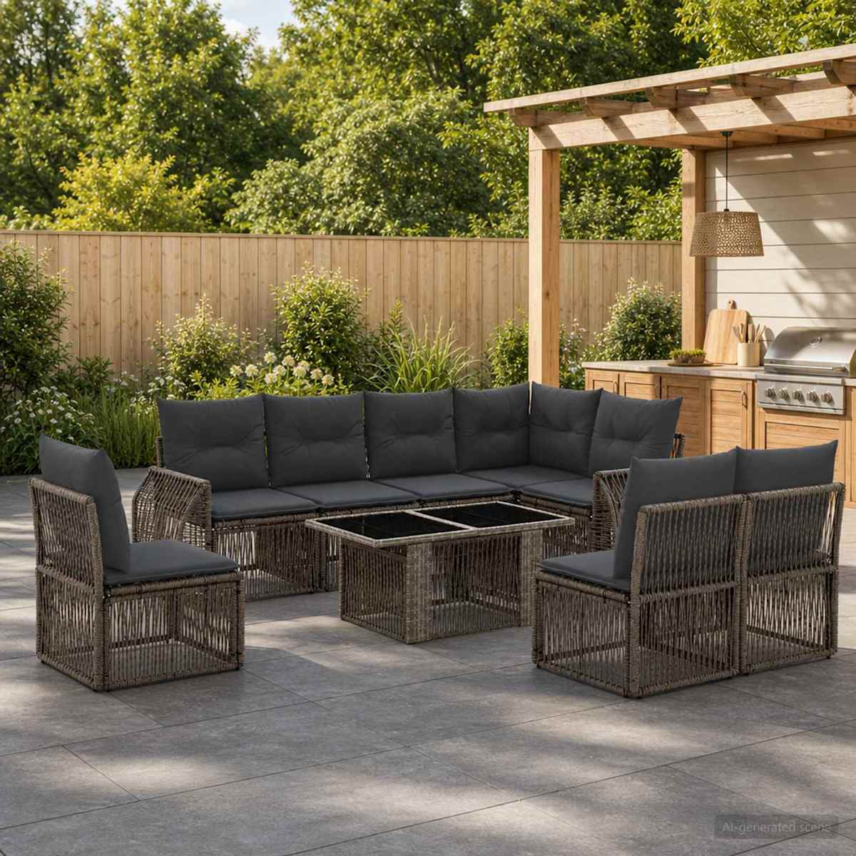 Havesofa Sæt 9 stk. polyrattan