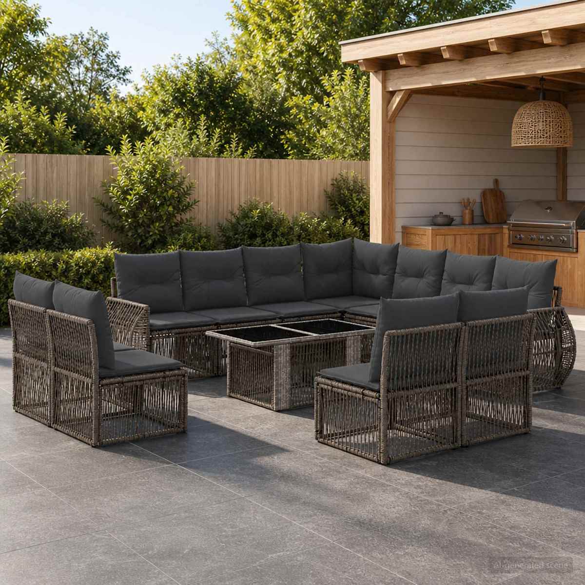 Havesofa Sæt 12 stk. polyrattan