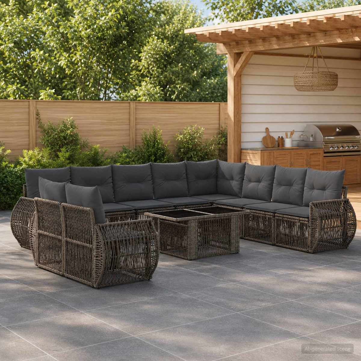 Havesofa Sæt 11 stk. polyrattan