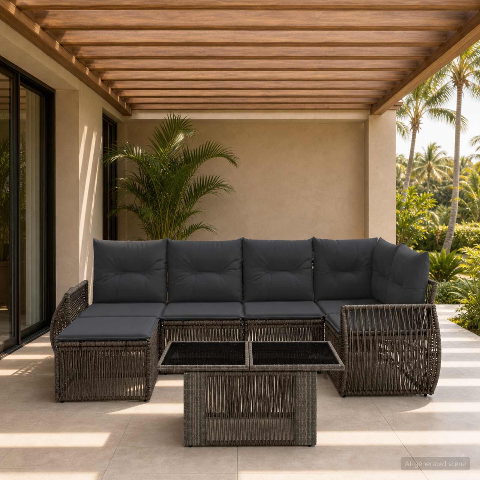 vidaXL Gartensofa-set 7 stk. Grau und Dunkelgrau Poly-Rattan