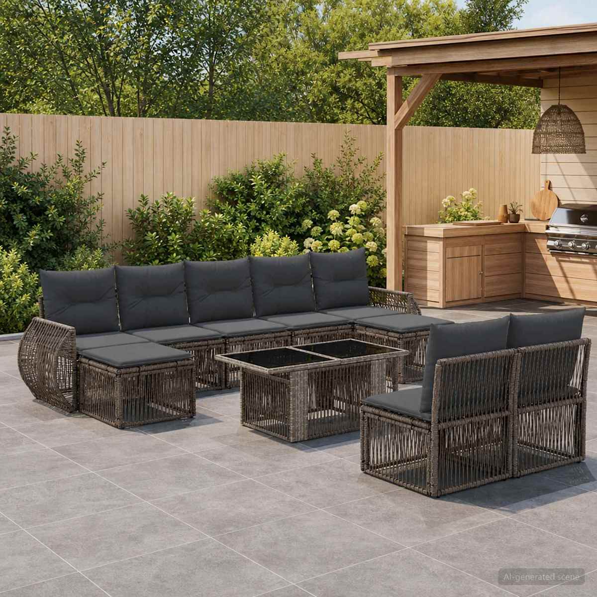 Havesofa Sæt 10 stk. polyrattan
