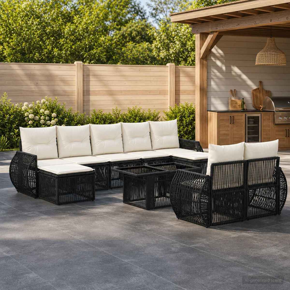 Havesofa Sæt 10 stk. polyrattan