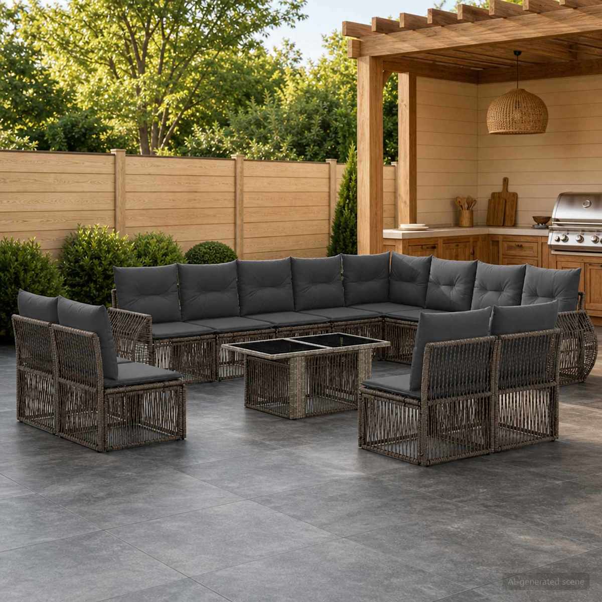 Havesofa Sæt 13 stk. polyrattan