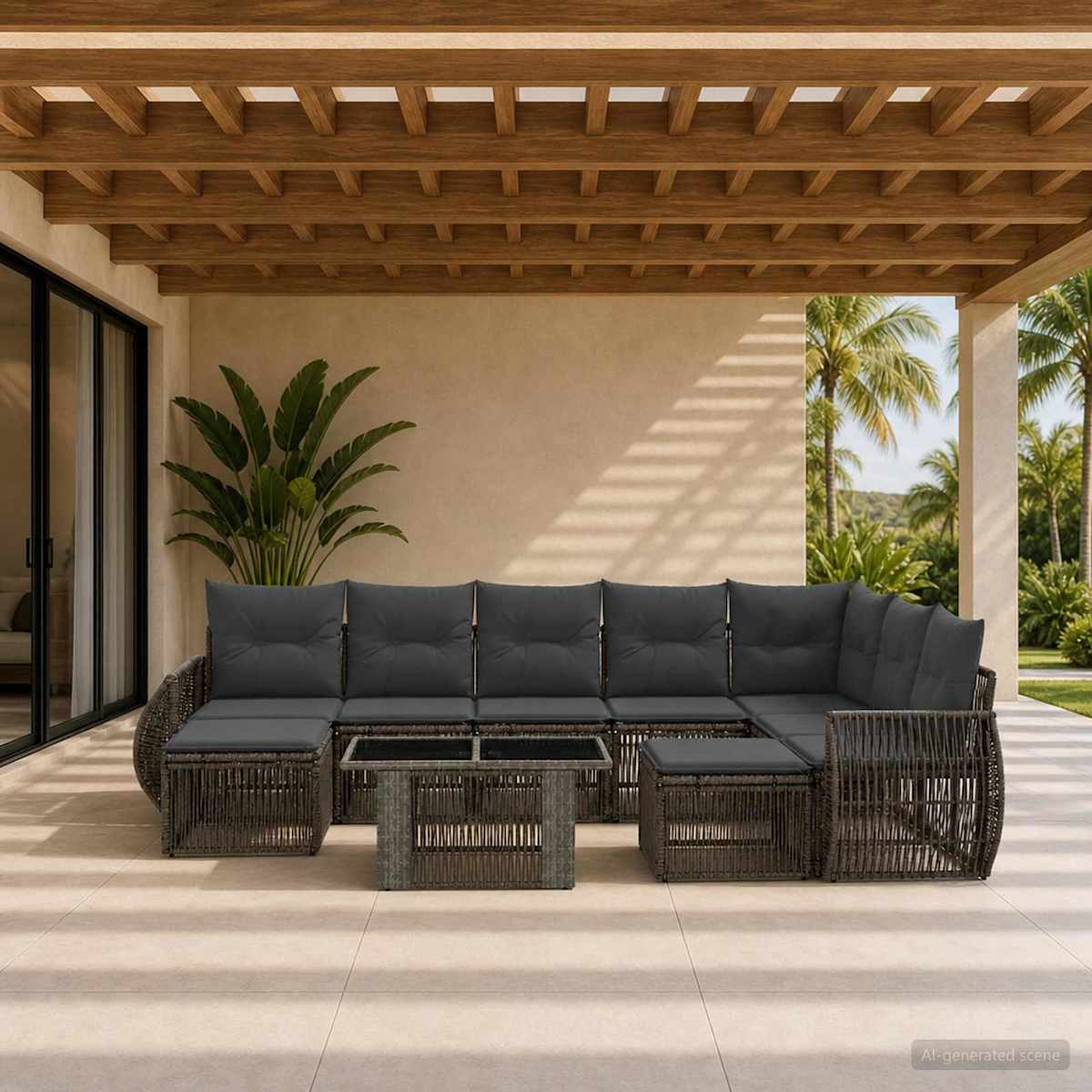 Havesofa Sæt 10 stk. polyrattan