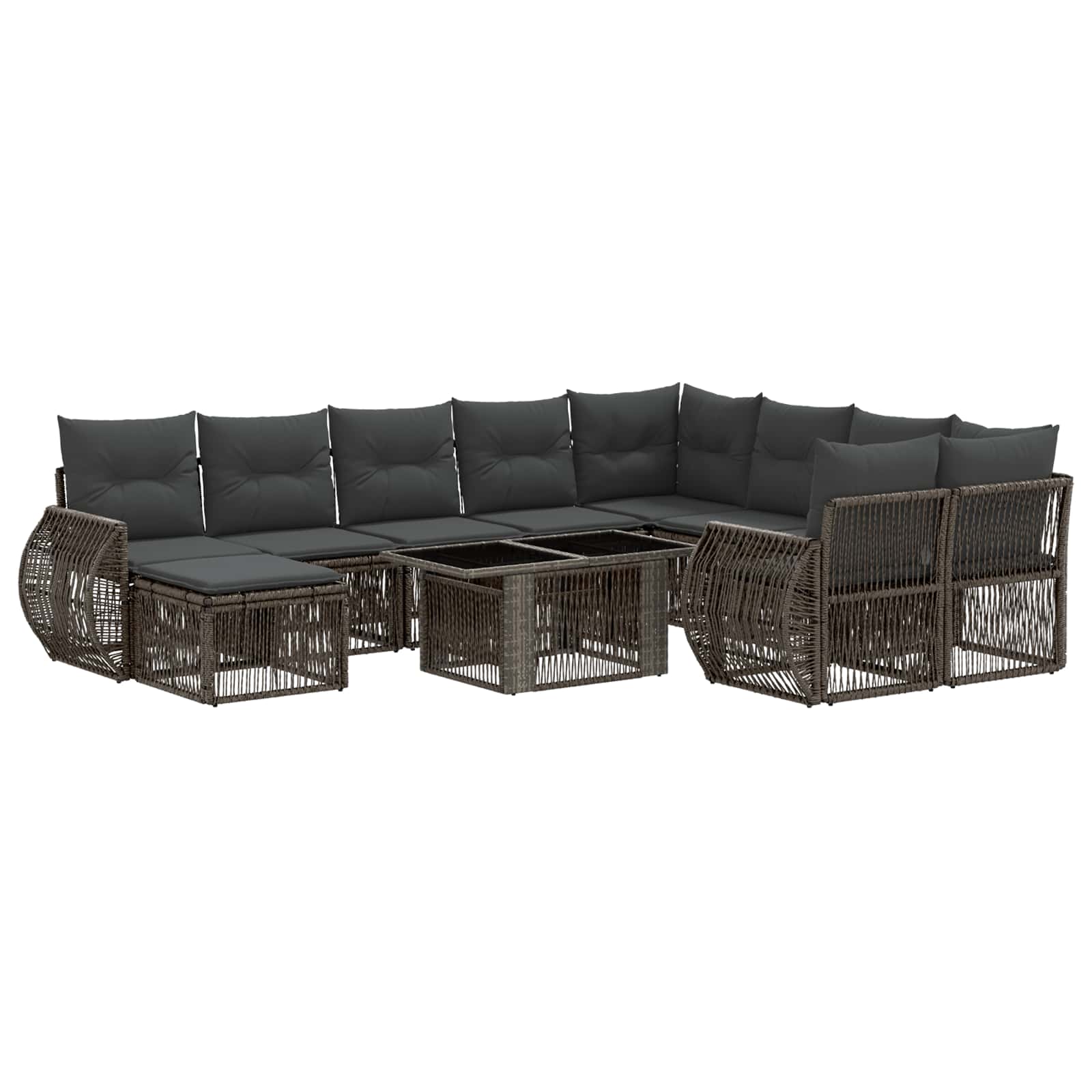 vidaXL Gartensofa-set 11 stk. Grau und Dunkelgrau Poly-Rattan – Bild 2