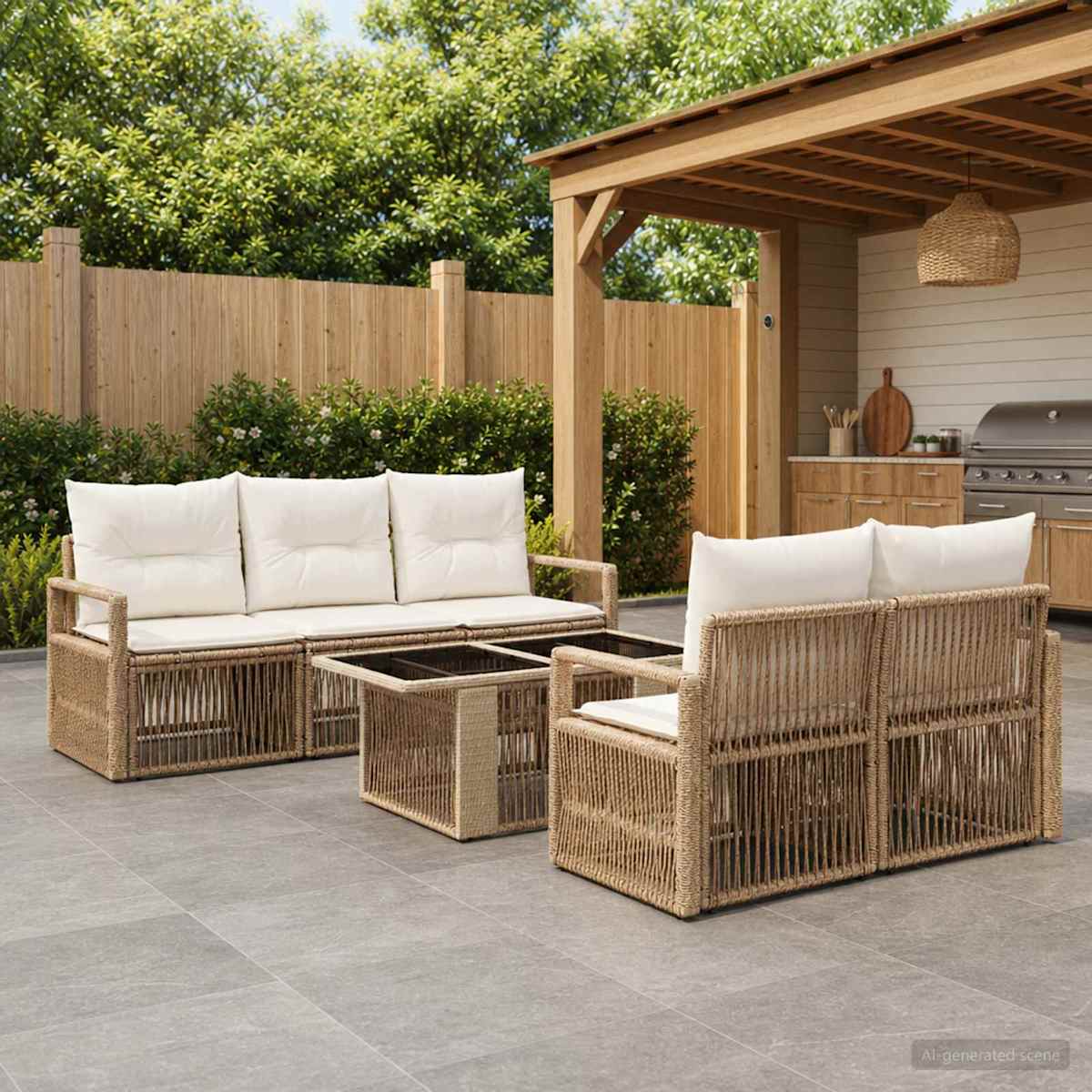 Havesofa Sæt 6 stk. polyrattan