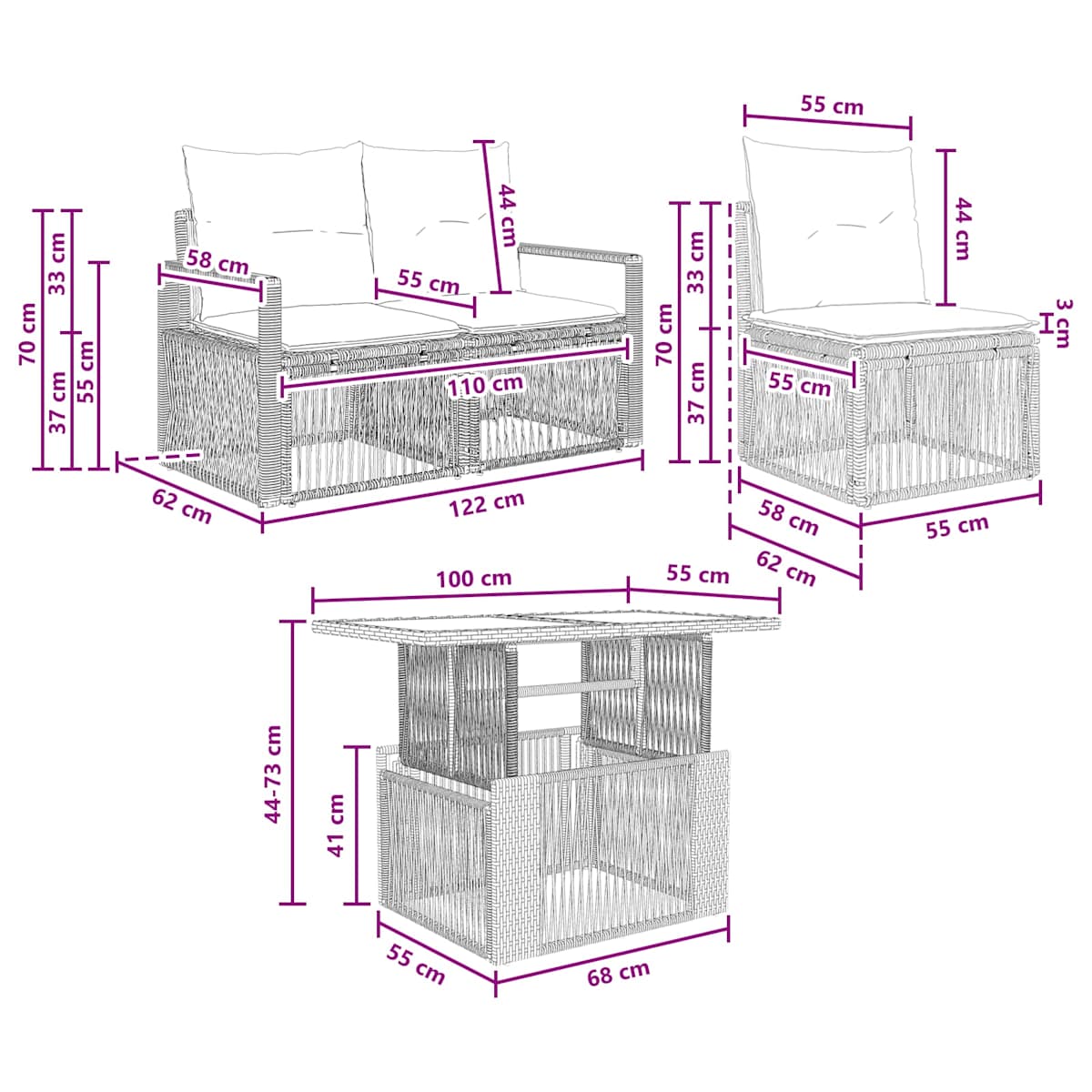 Havesofa Sæt 7 stk. polyrattan - Billede 10