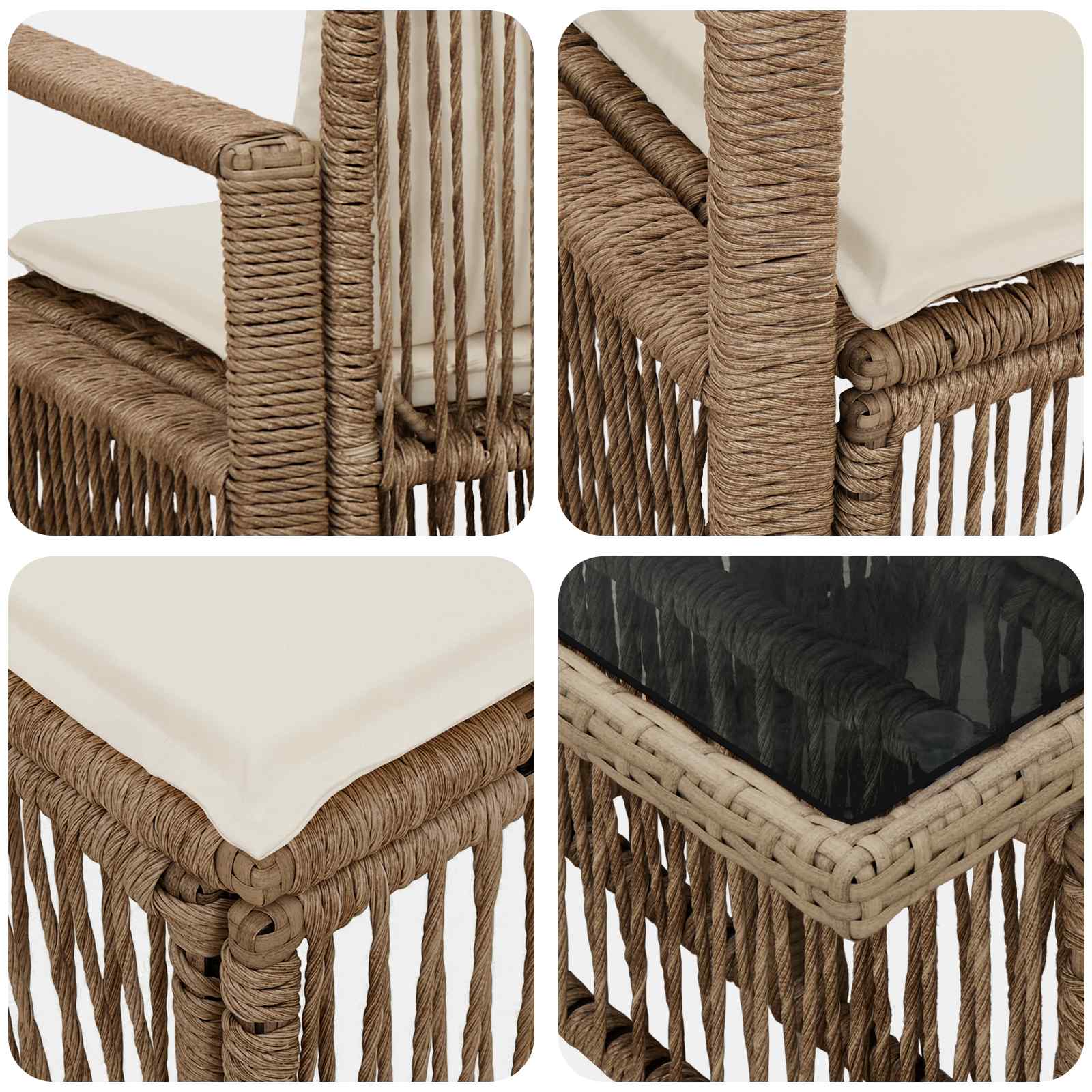 Tuinbankenset 8 st Beige en Crème Wit poly rattan - Afbeelding 7