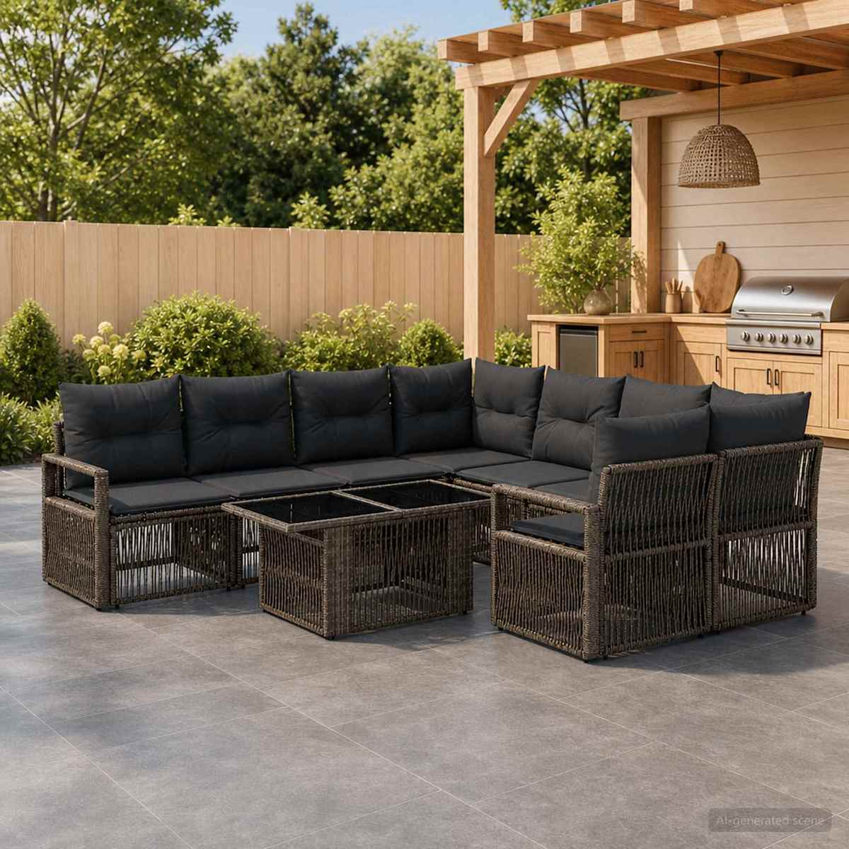 Havesofa Sæt 9 stk. polyrattan