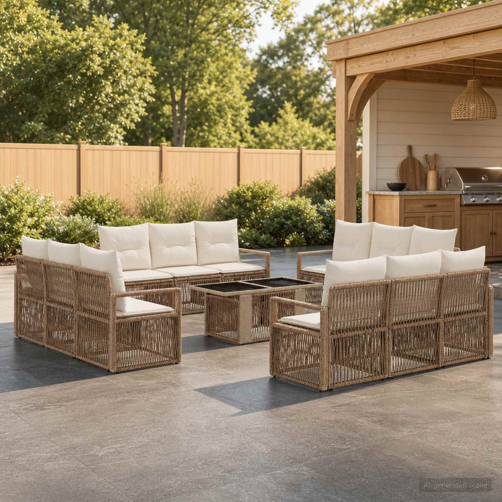 vidaXL Gartensofa-set 13 stk. Beige und Cremeweiß Poly-Rattan