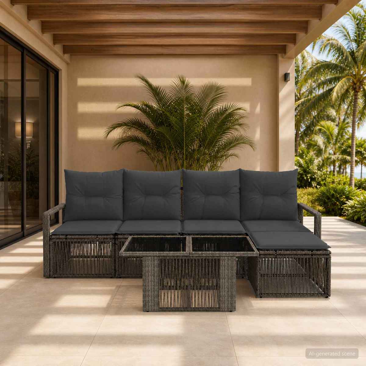 Havesofa Sæt 6 stk. polyrattan