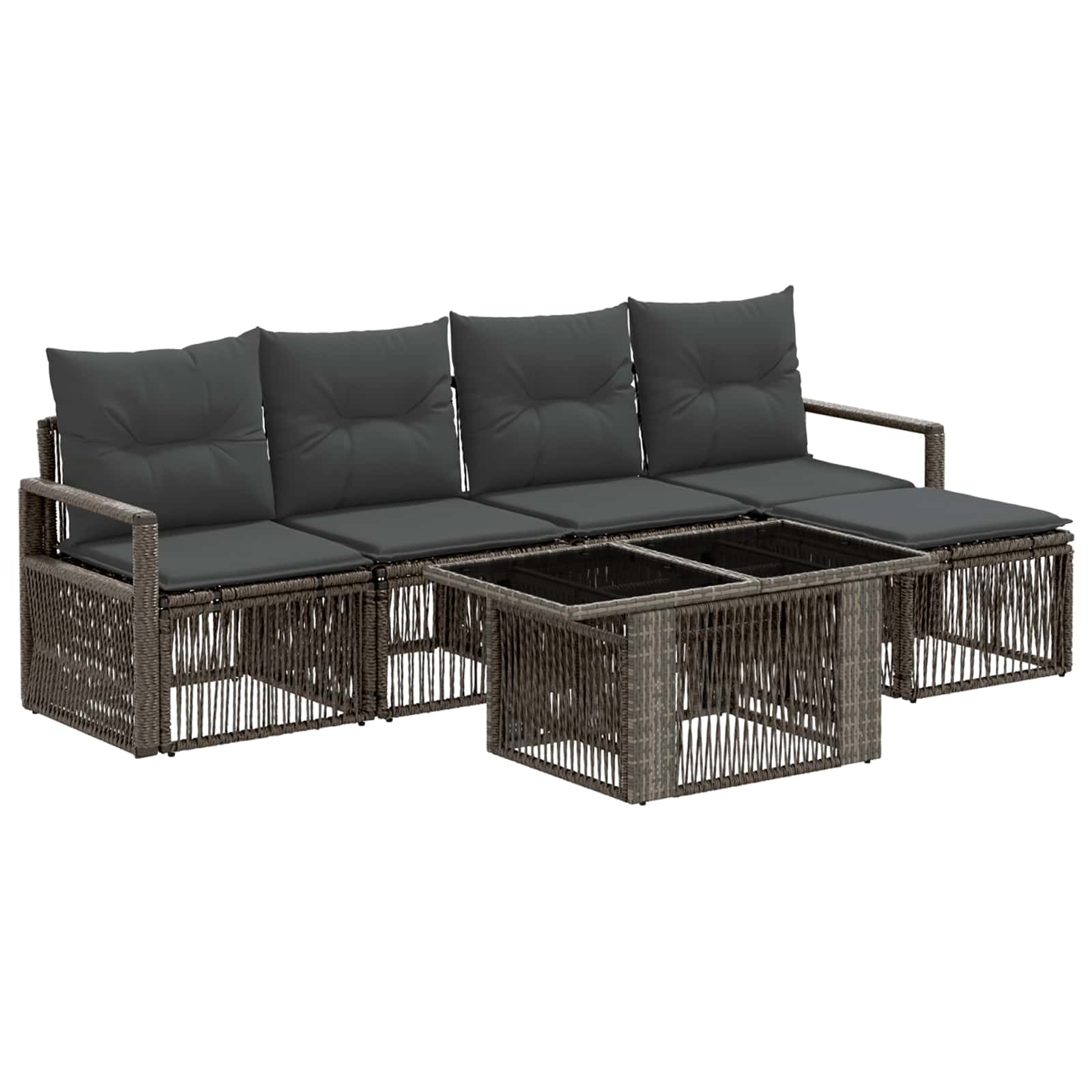 vidaXL Gartensofa-set 6 stk. Grau und Dunkelgrau Poly-Rattan – Bild 2