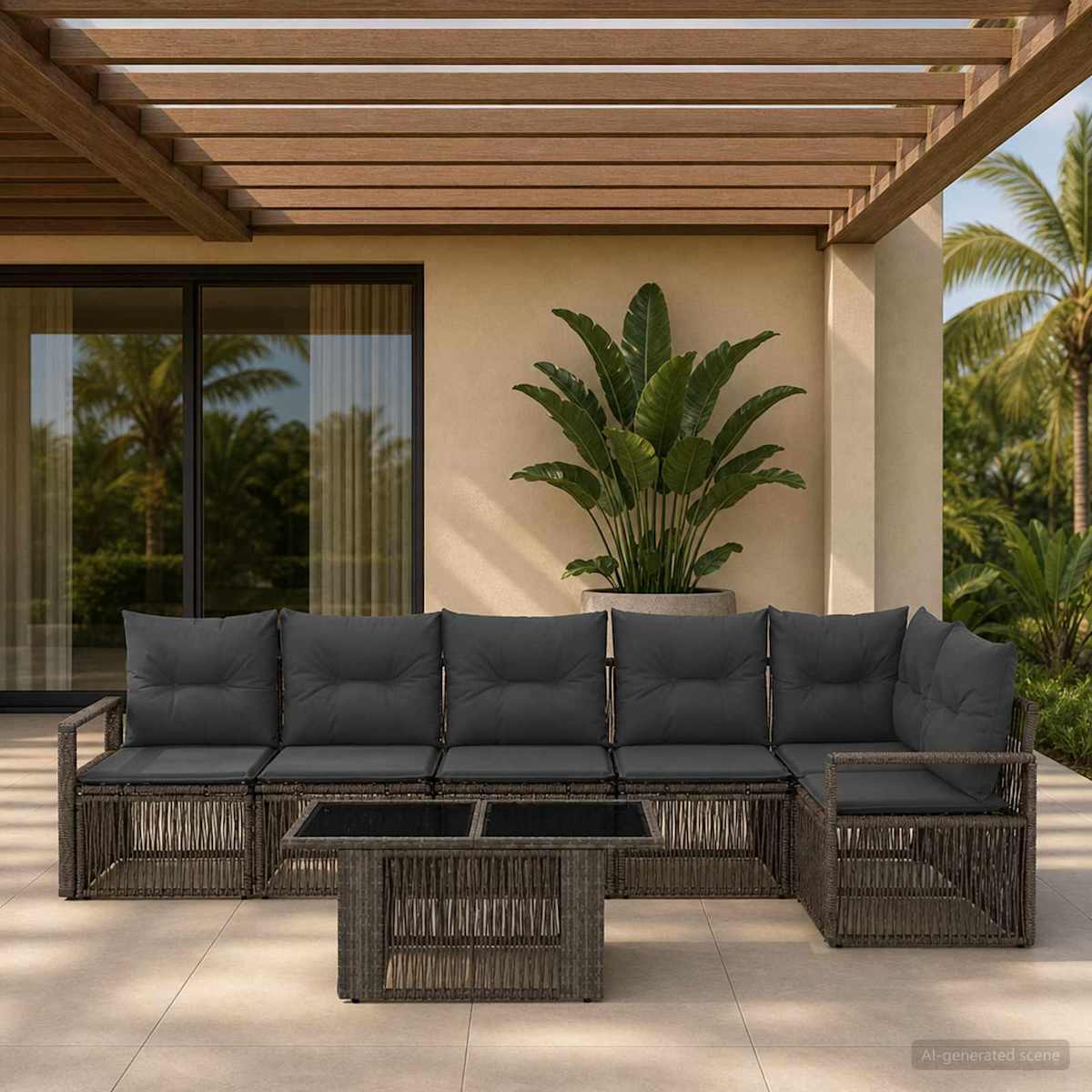 Havesofa Sæt 7 stk. polyrattan