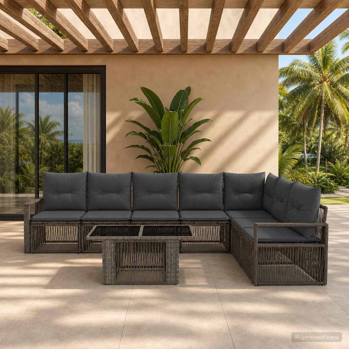 Havesofa Sæt 8 stk. polyrattan