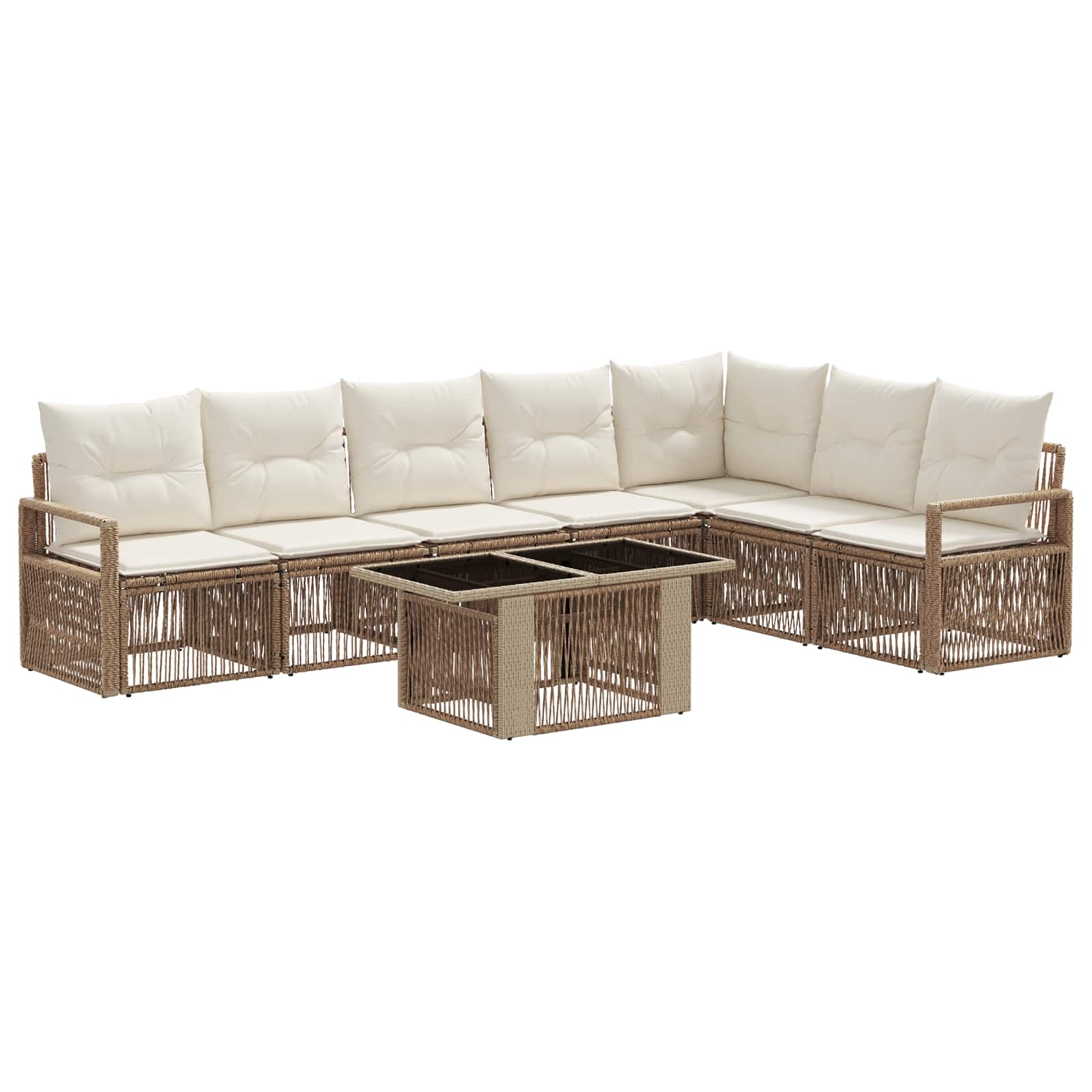 Tuinbankenset 8 st Beige en Crème Wit poly rattan - Afbeelding 2