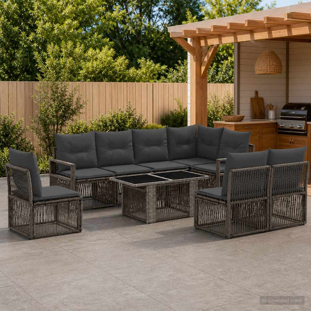 Havesofa Sæt 9 stk. polyrattan