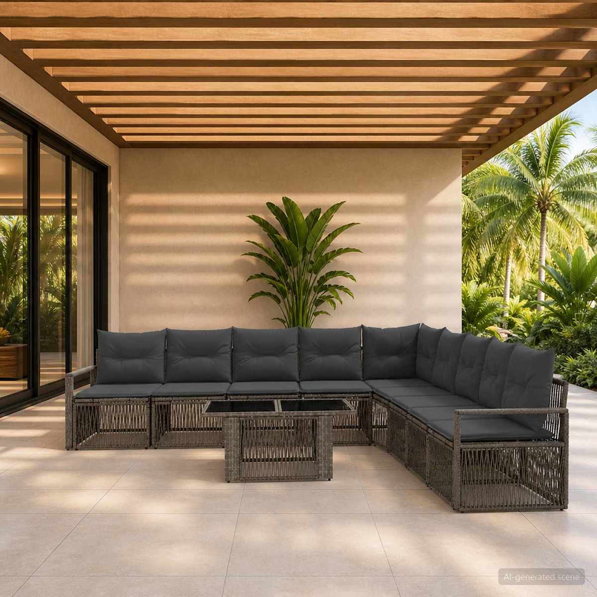 Havesofa Sæt 10 stk. polyrattan