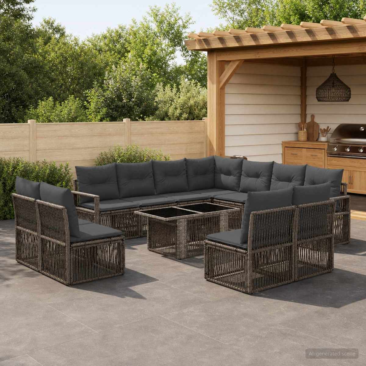 Havesofa Sæt 12 stk. polyrattan