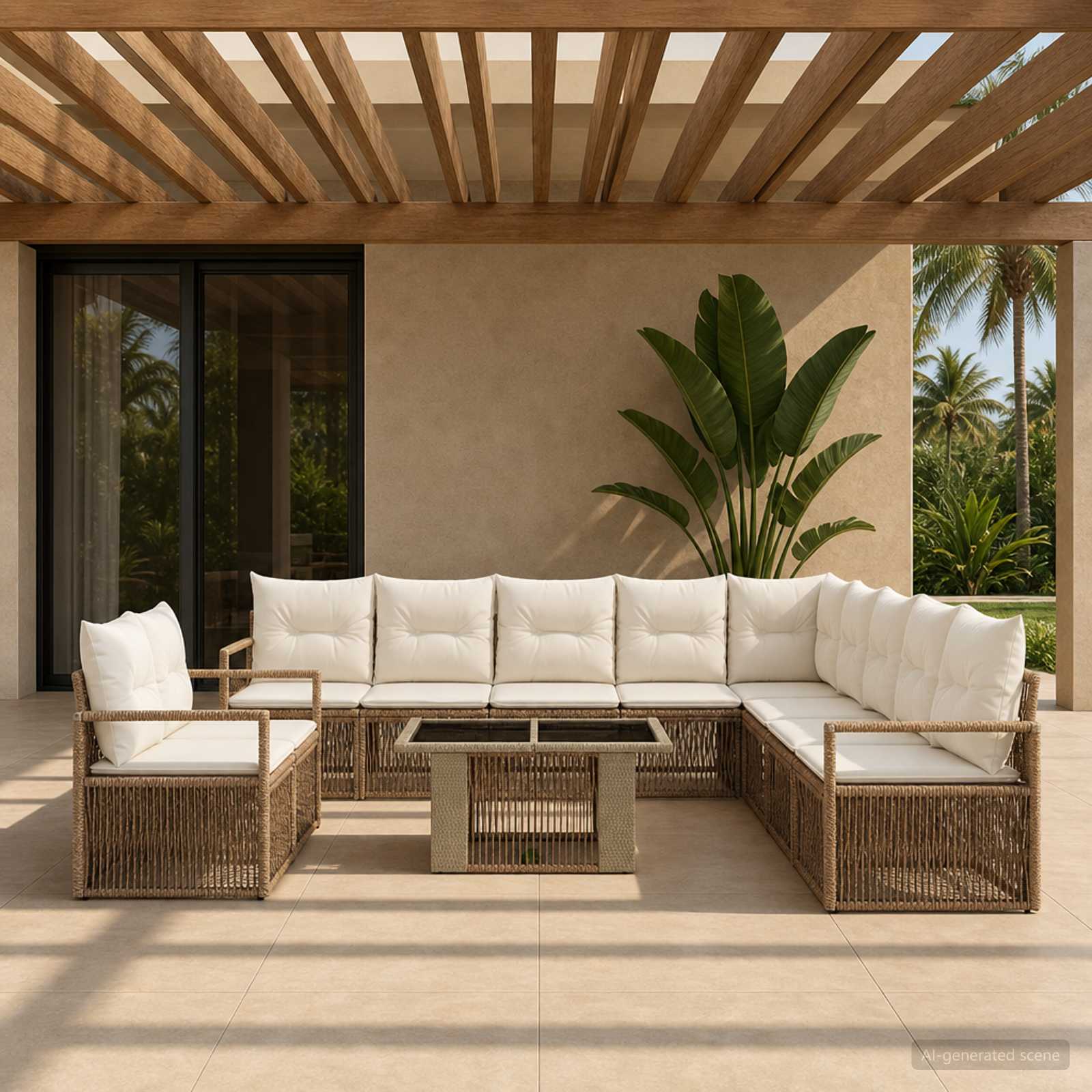 vidaXL Gartensofa-set 12 stk. Beige und Cremeweiß Poly-Rattan