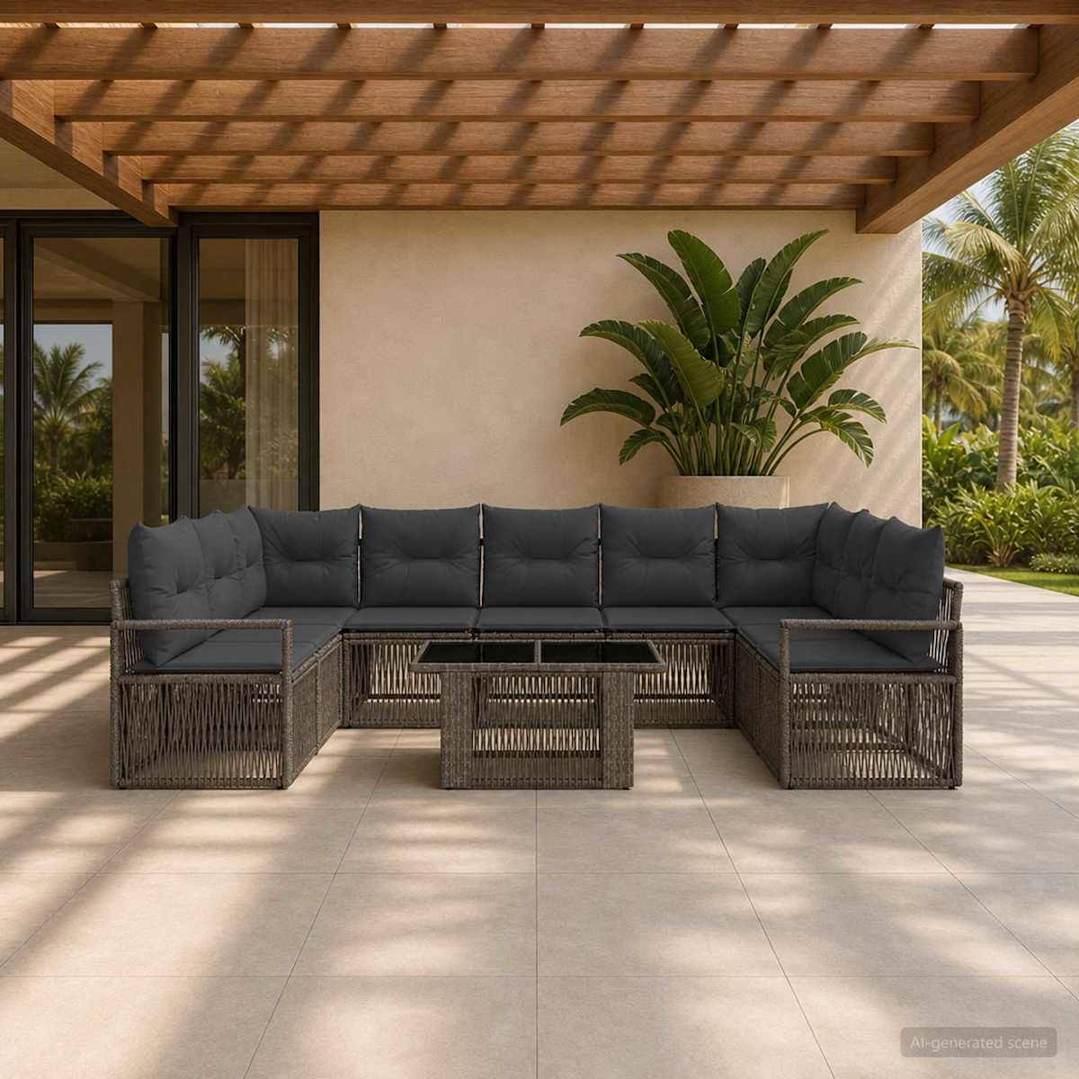 Havesofa Sæt 10 stk. polyrattan