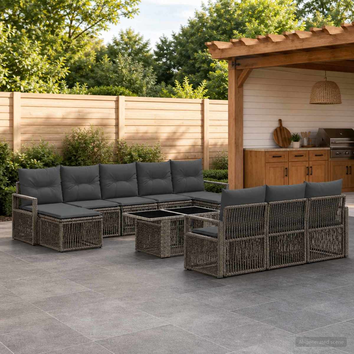 Havesofa Sæt 11 stk. polyrattan