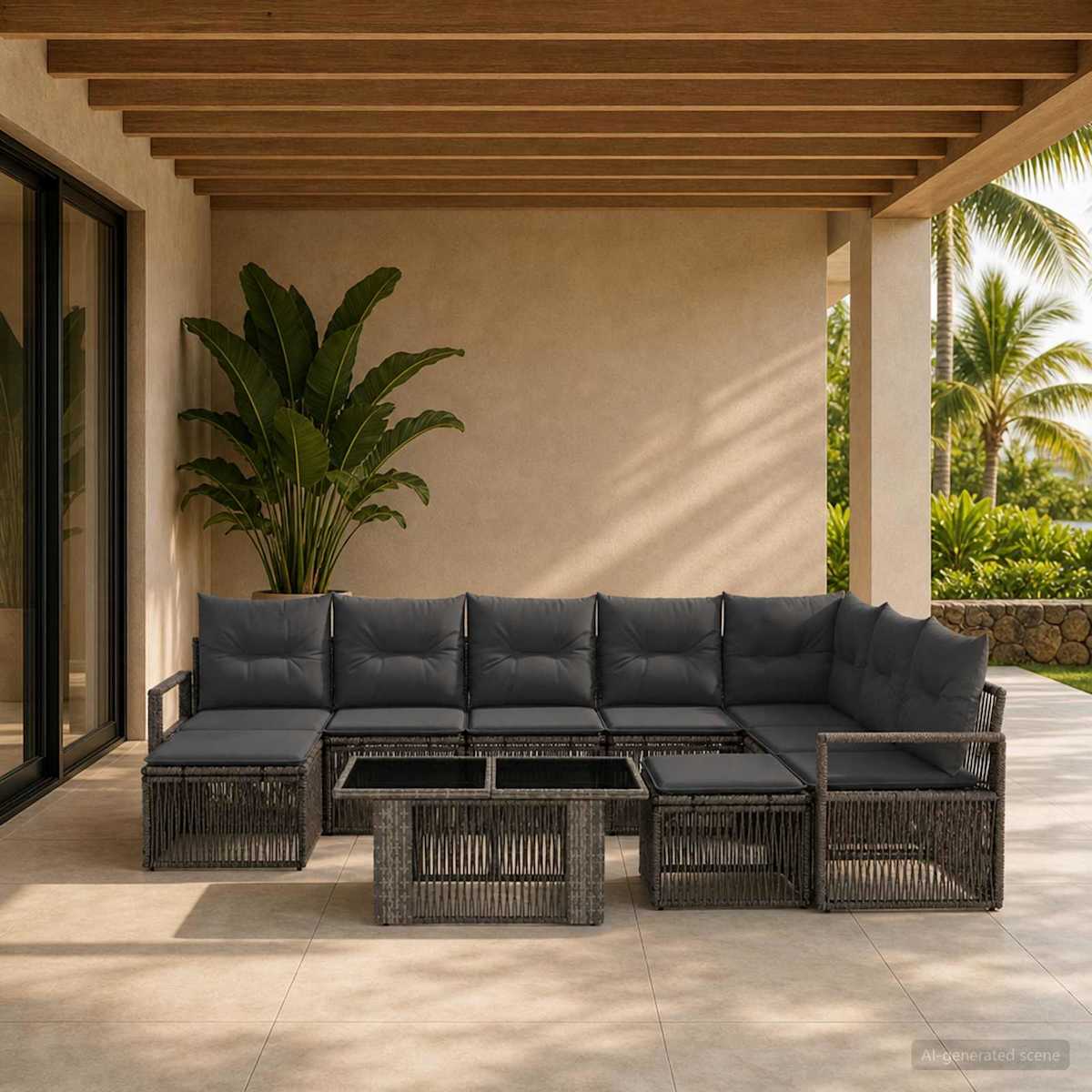 Havesofa Sæt 10 stk. polyrattan