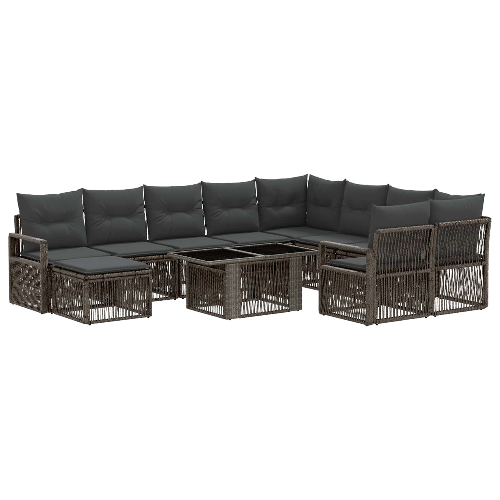 vidaXL Gartensofa-set 11 stk. Grau und Dunkelgrau Poly-Rattan – Bild 2