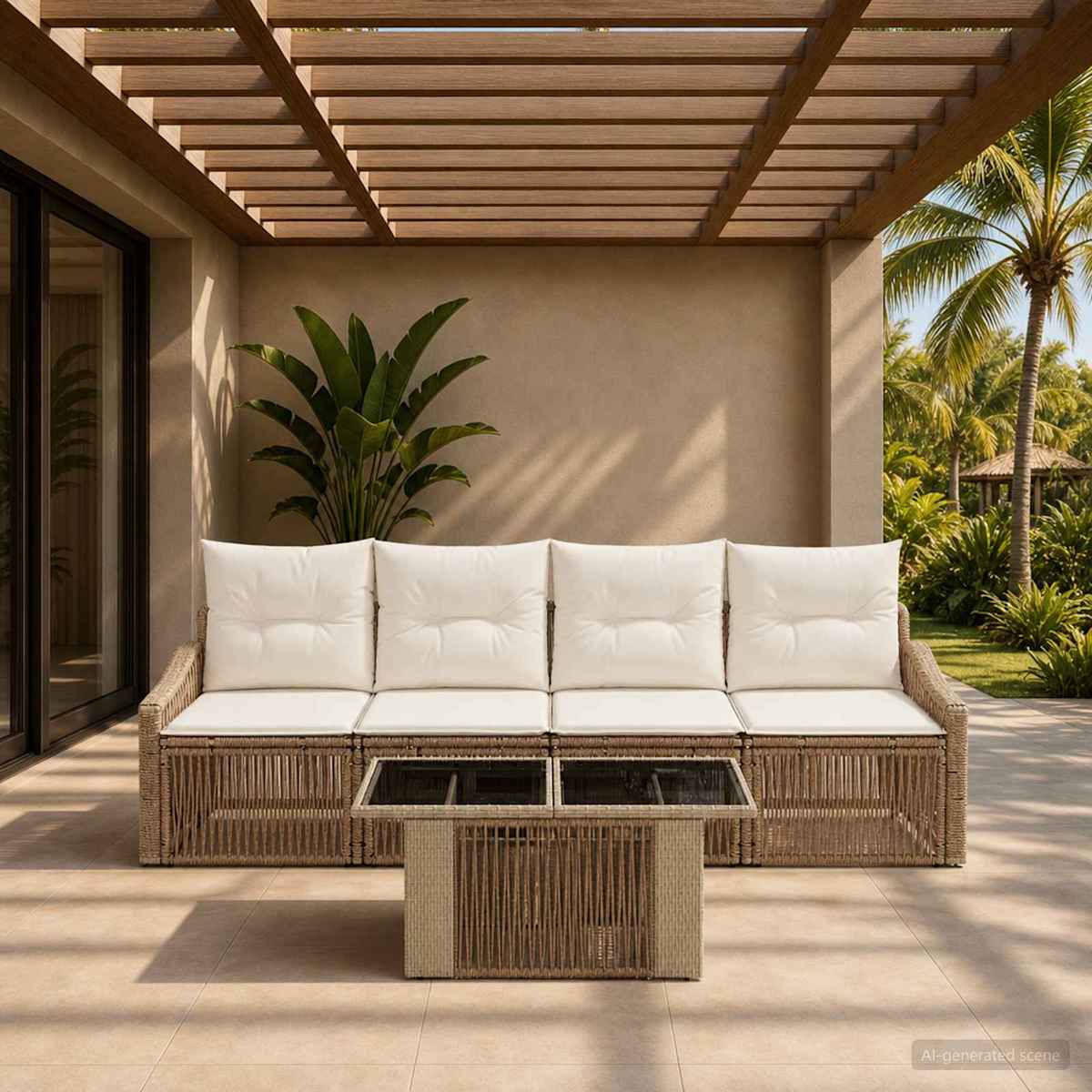 Havesofa Sæt 5 stk. polyrattan