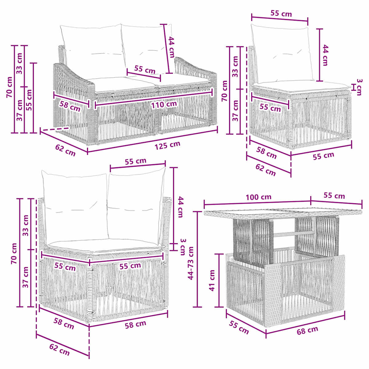 Havesofa Sæt 7 stk. polyrattan - Billede 11