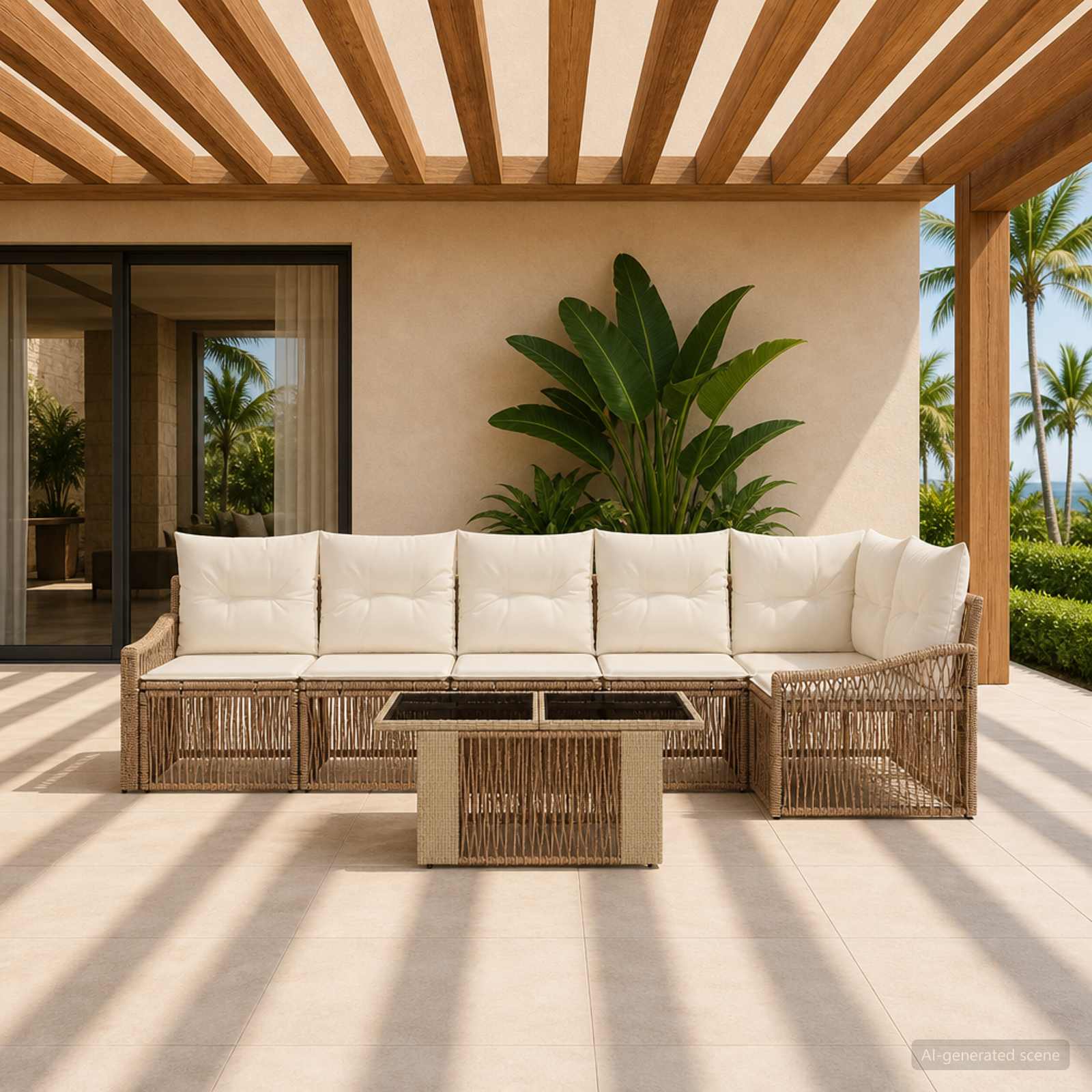 vidaXL Gartensofa-set 7 stk. Beige und Cremeweiß Poly-Rattan