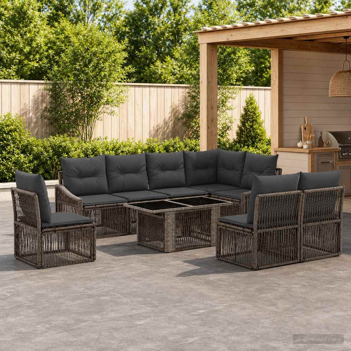 Havesofa Sæt 9 stk. polyrattan