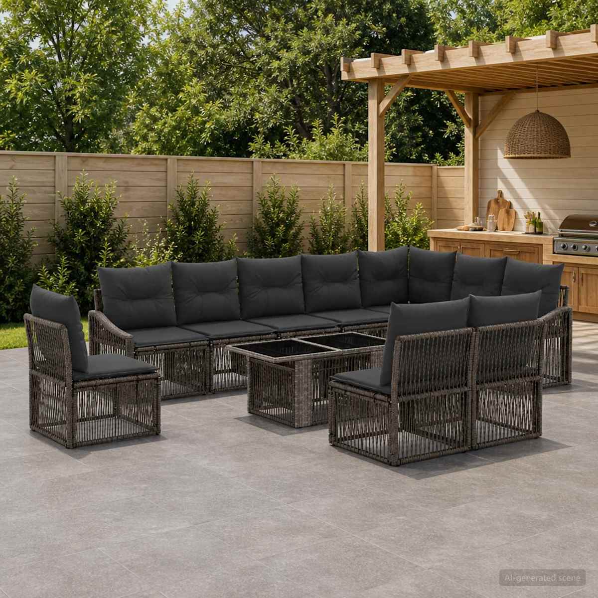 Havesofa Sæt 11 stk. polyrattan
