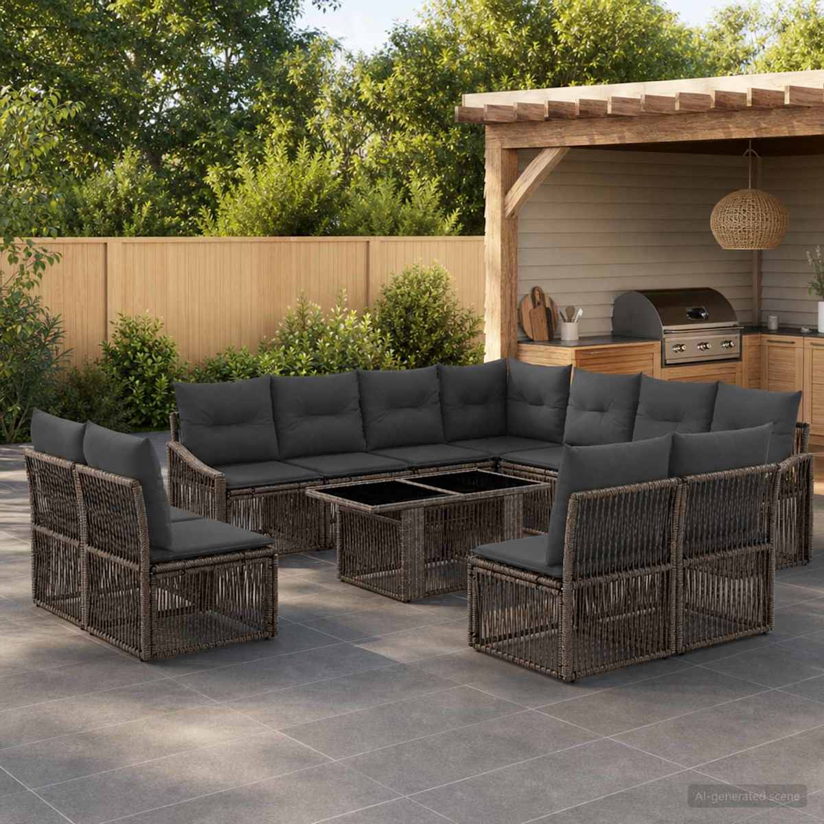 Havesofa Sæt 12 stk. polyrattan