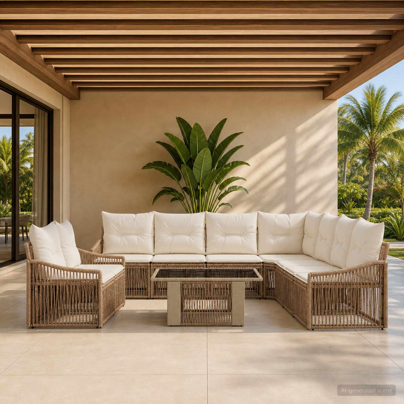 vidaXL Gartensofa-set 10 stk. Beige und Cremeweiß Poly-Rattan