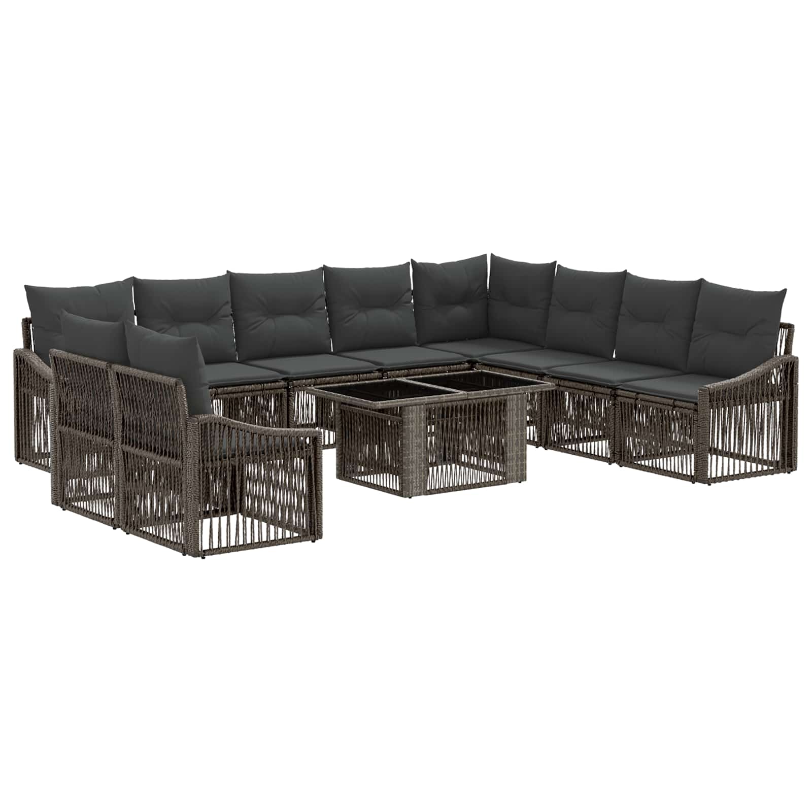 Tuinbankenset 11 st Grijs en Donkergrijs poly rattan - Afbeelding 2