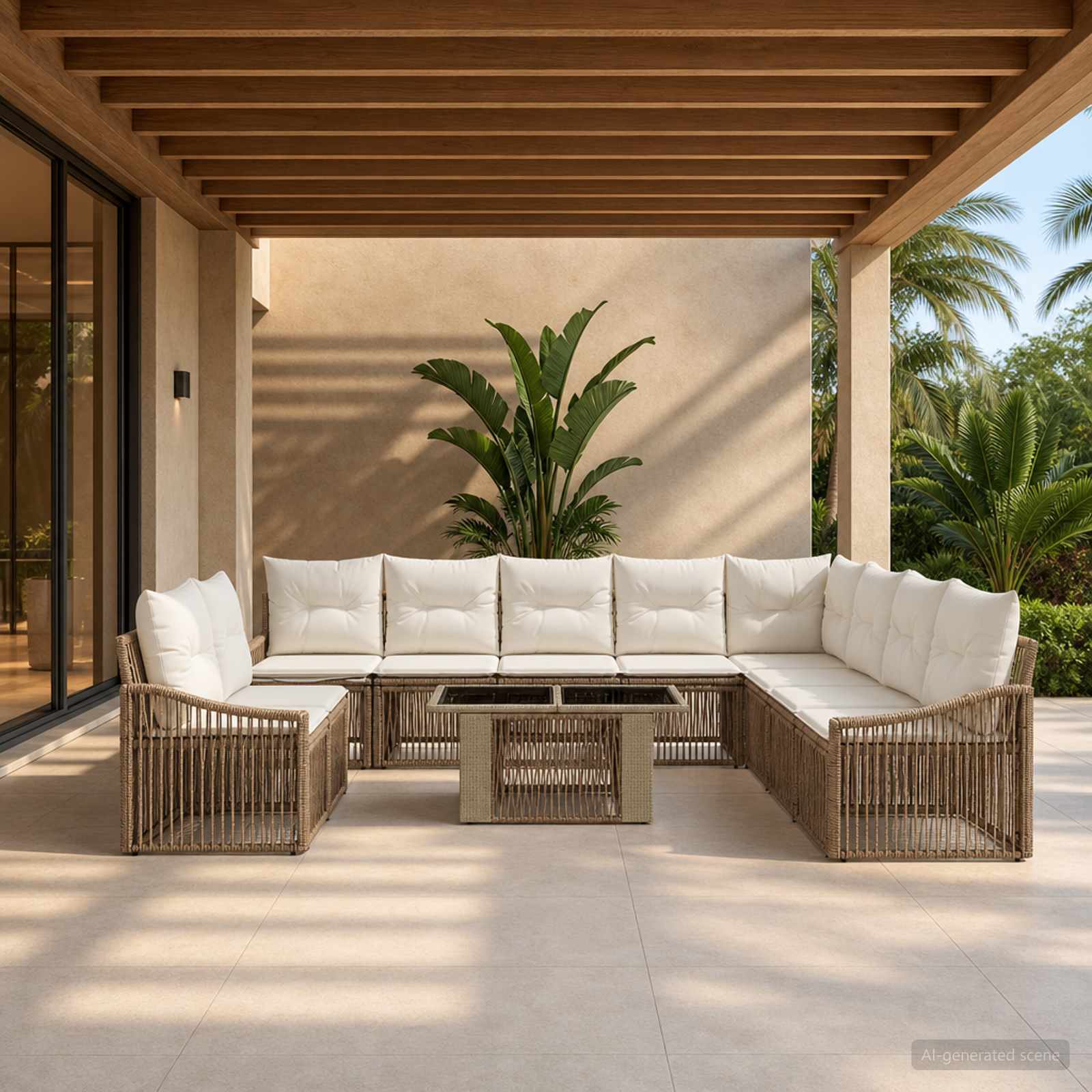 vidaXL Gartensofa-set 11 stk. Beige und Cremeweiß Poly-Rattan