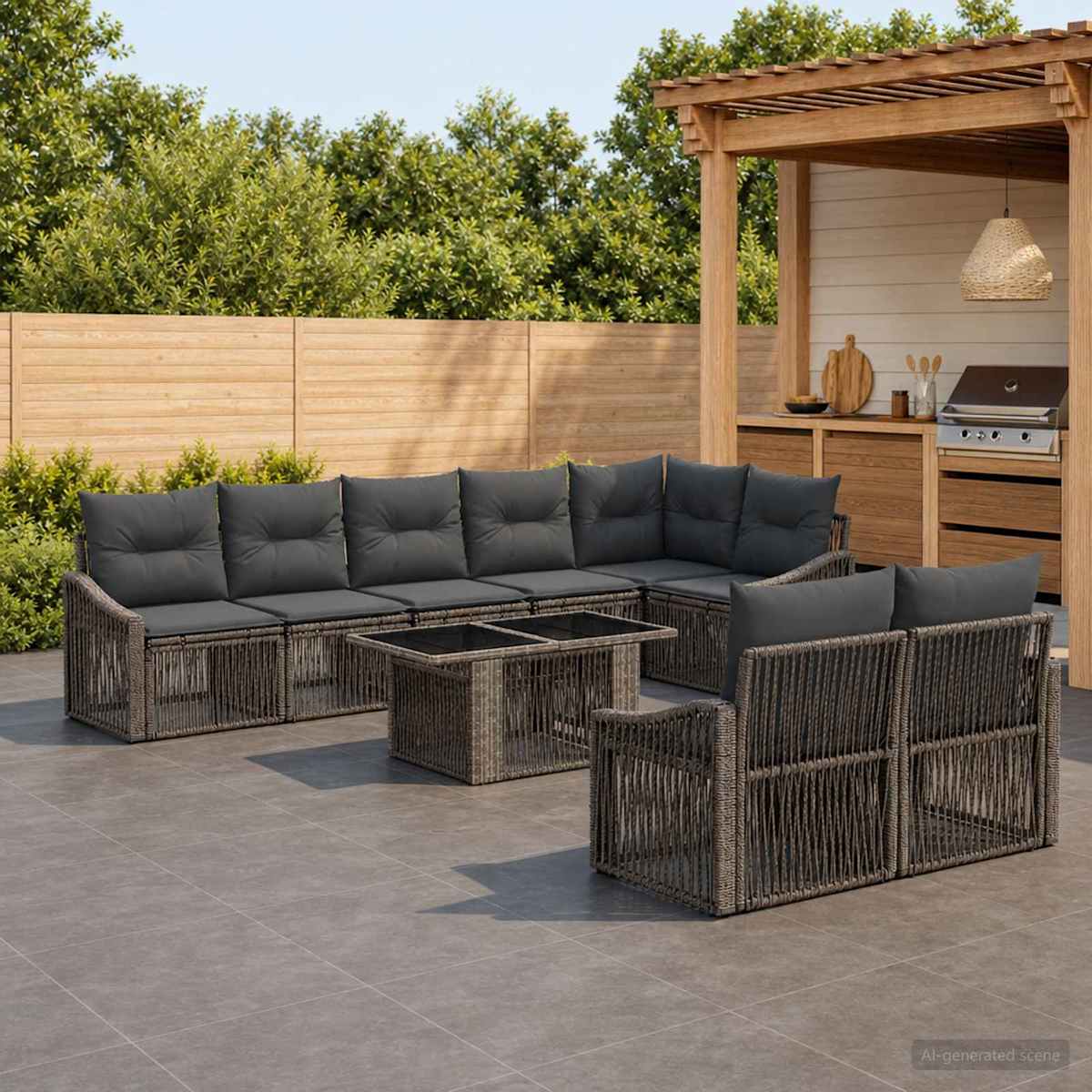 Havesofa Sæt 9 stk. polyrattan